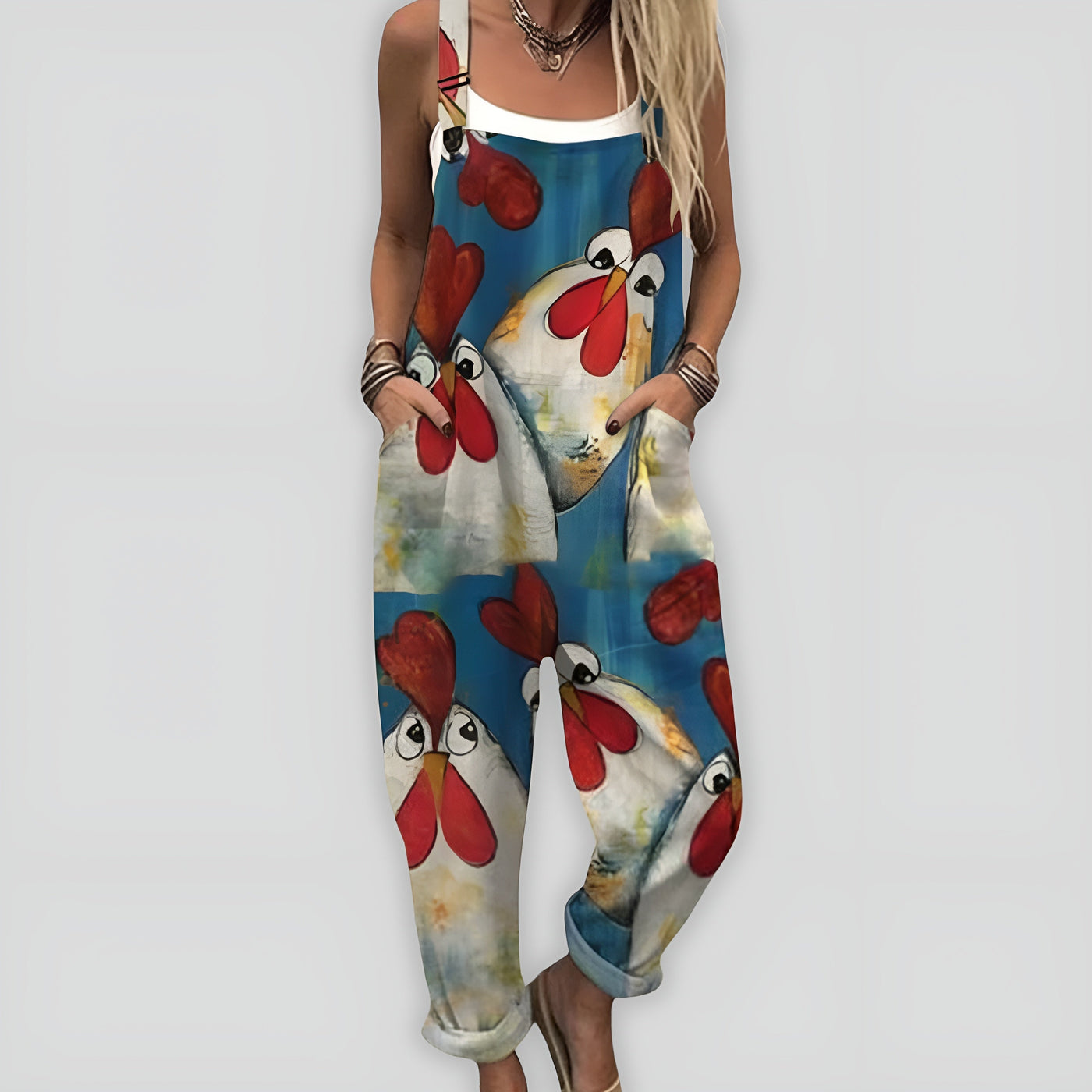 Luna | Rooster Print Jumpsuit