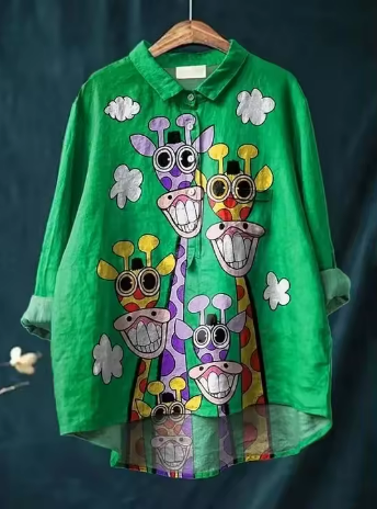 Hannah | Colorful Giraffe Print Blouse