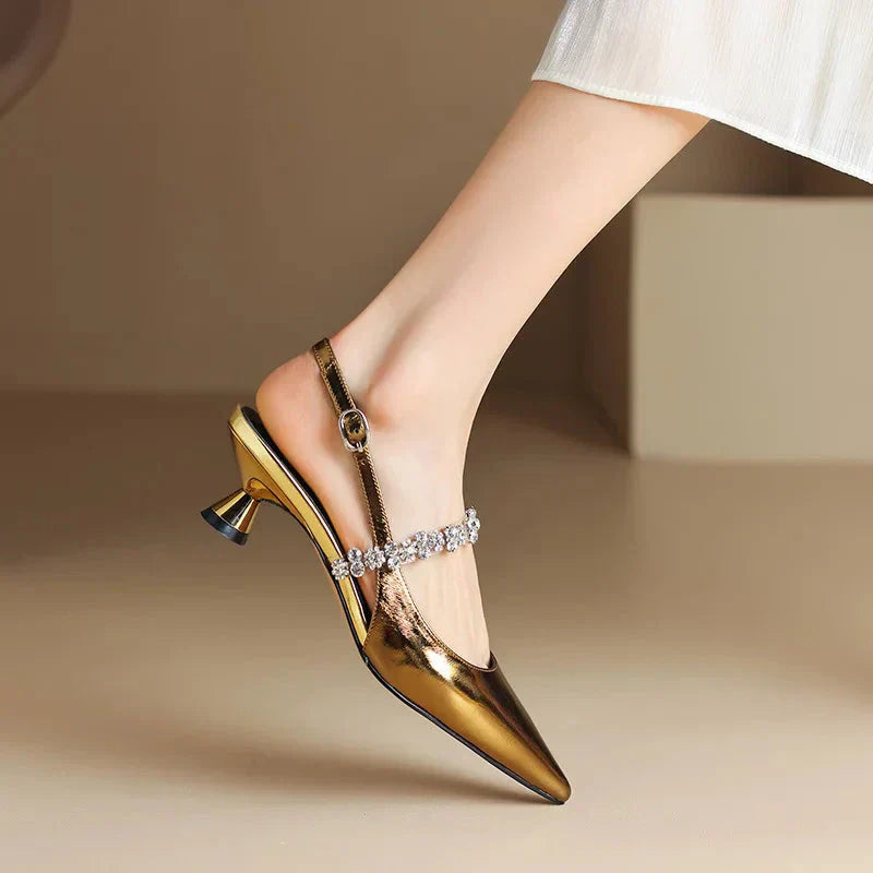 Signe | Crystal Strap Slingback Heels