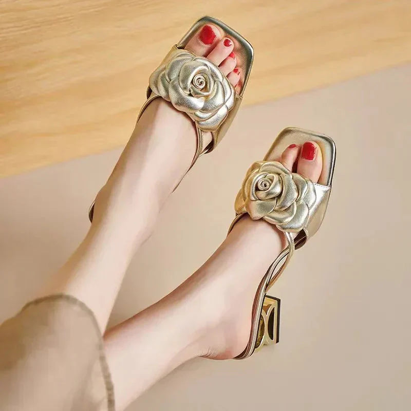 Fiona | Elegant Rose Heel Sandals