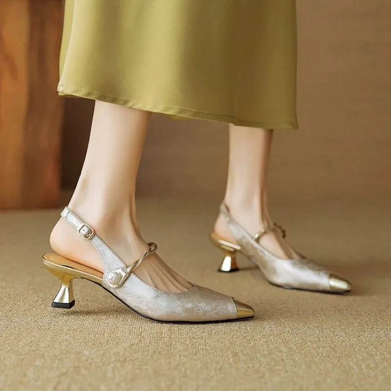 Fabiola | Pearl Accent Slingback Heels