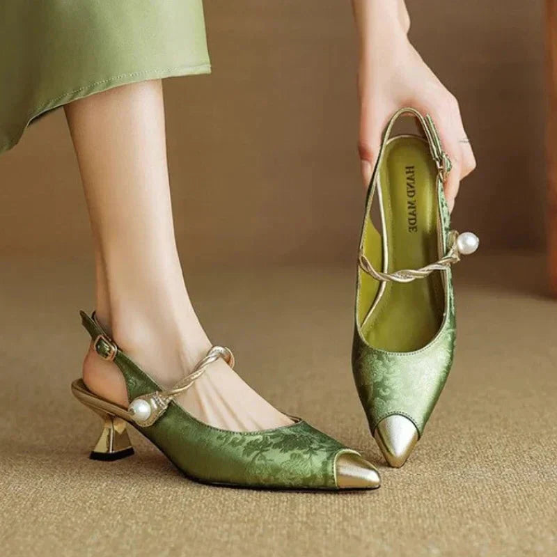 Fabiola | Pearl Accent Slingback Heels