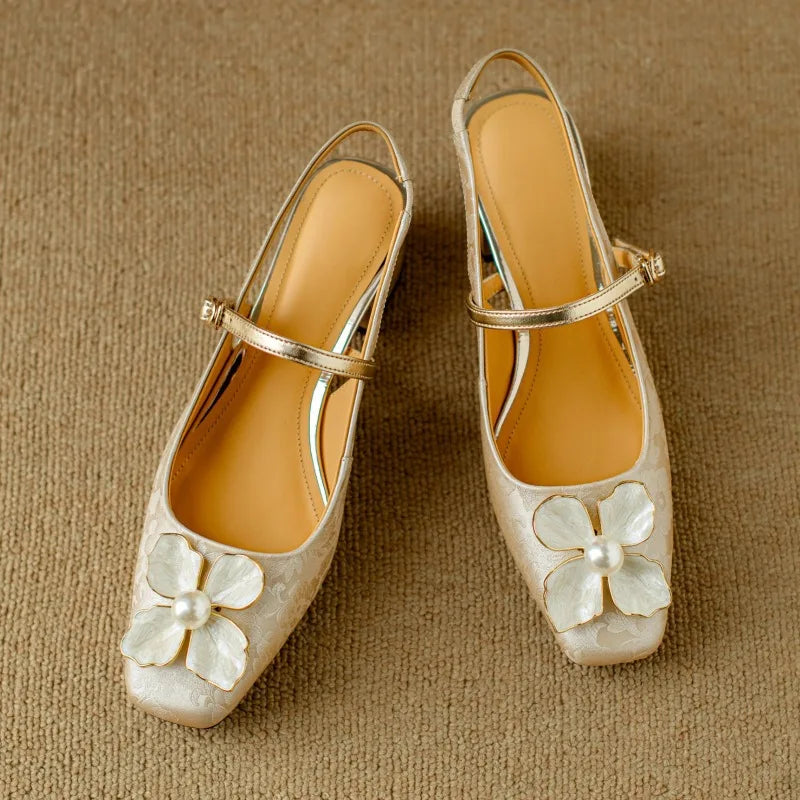 Florina | Pearl Blossom Slingback Heels