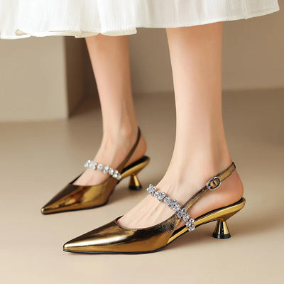 Signe | Crystal Strap Slingback Heels