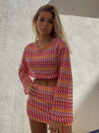 Elise | Vibrant Crop & Mini Skirt Set