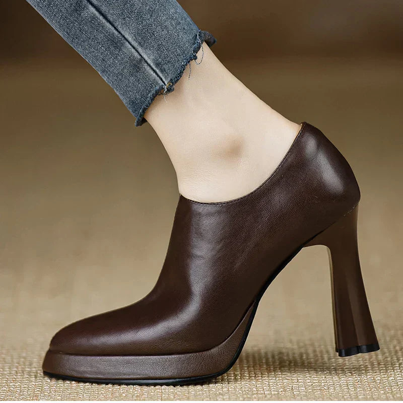 Francesca | Sleek Leather Ankle Heels