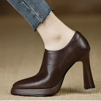 Francesca | Sleek Leather Ankle Heels