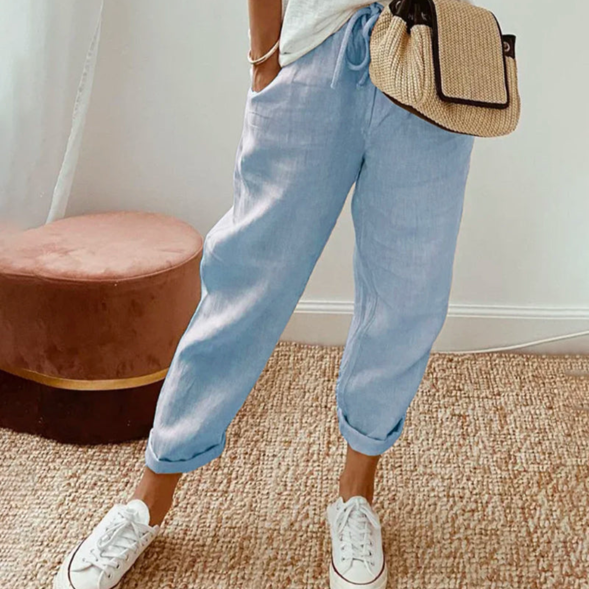 Tilda | Sky Blue Linen Pants