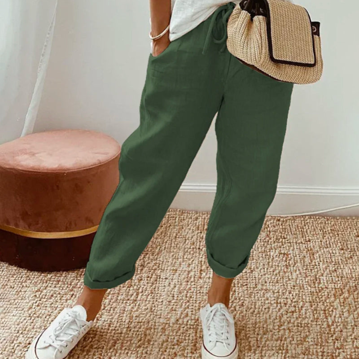 Tilda | Forest Green Linen Pants
