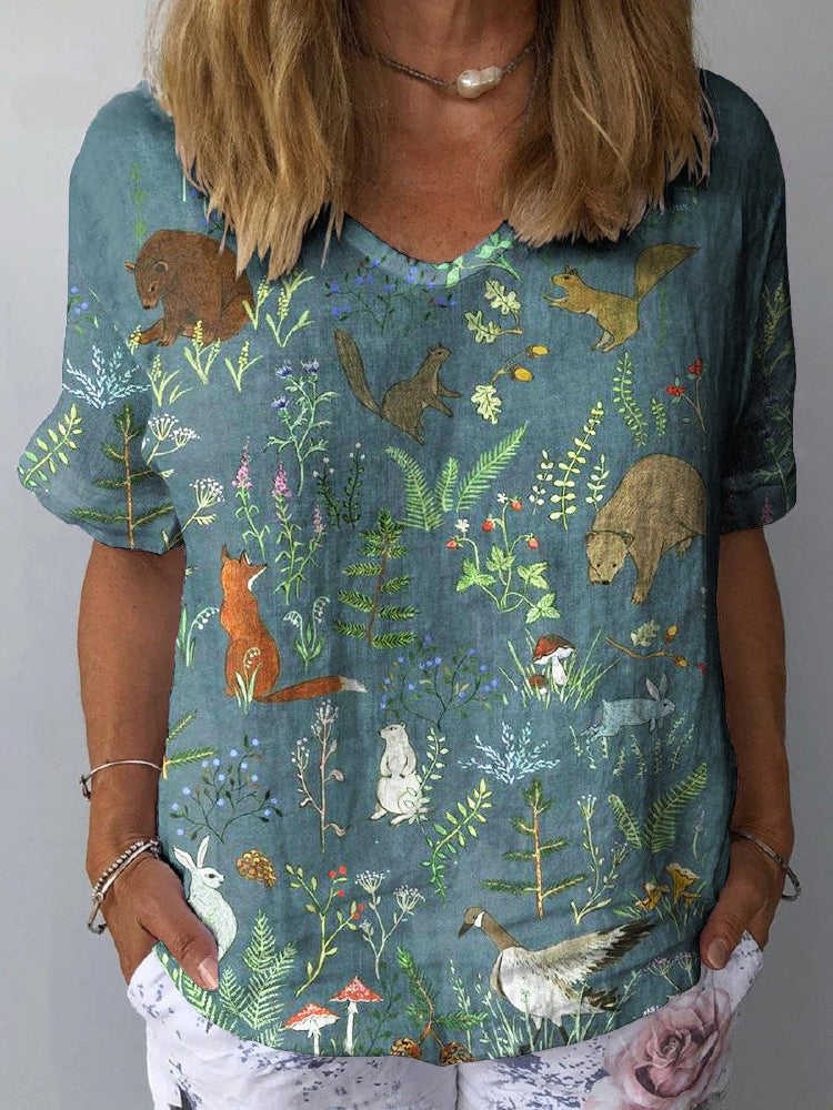 Melody | Woodland Animal Print Blouse