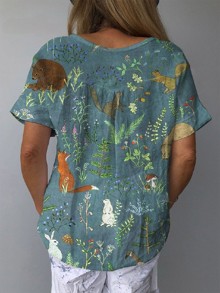 Melody | Woodland Animal Print Blouse
