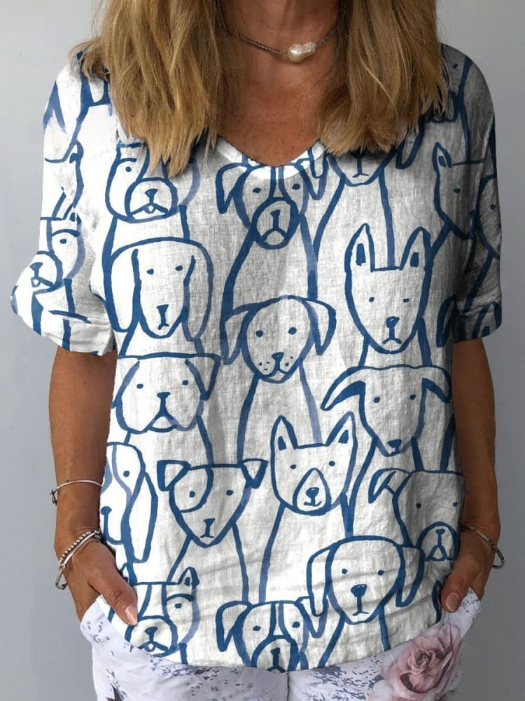 Maricar | Dog Sketch Print Blouse