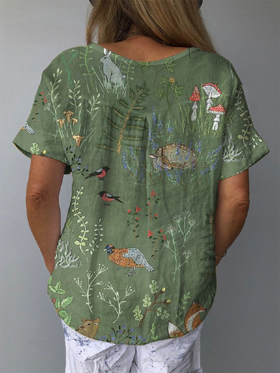 Micah | Woodland Creatures Print Blouse