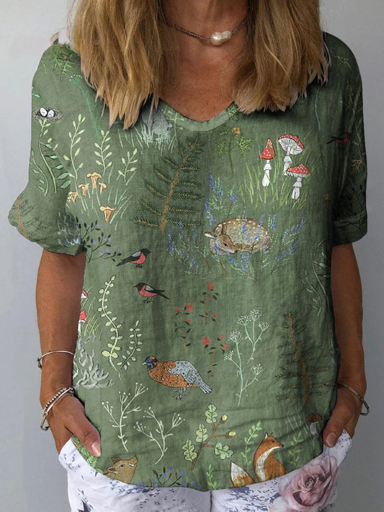 Micah | Woodland Creatures Print Blouse