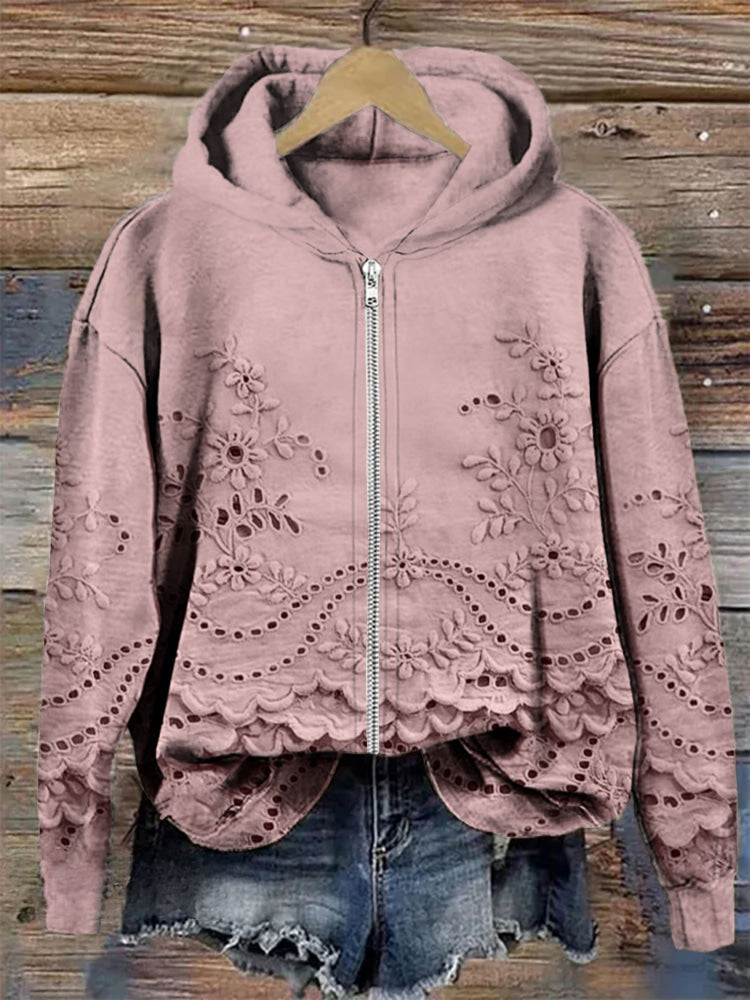 Elena | Rosewood Lace Hoodie