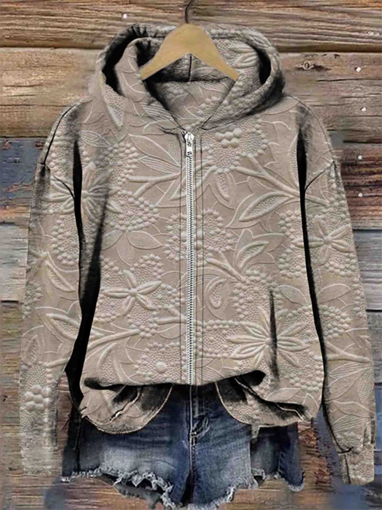 Yara | Textured Zip Hoodie