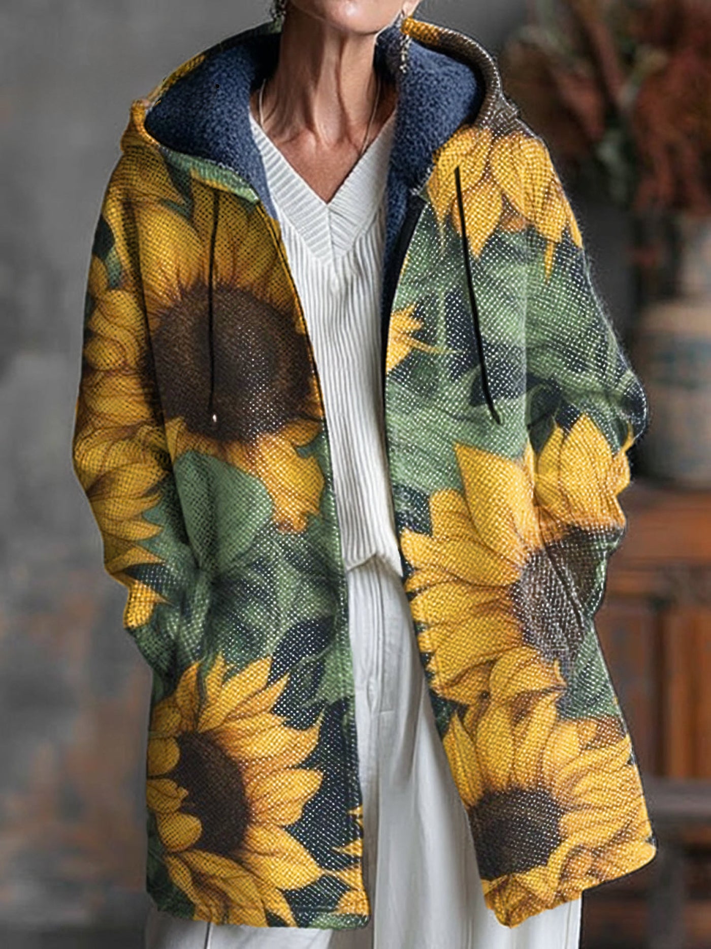 Addison | Sunflower Hooded Sweater Jacket