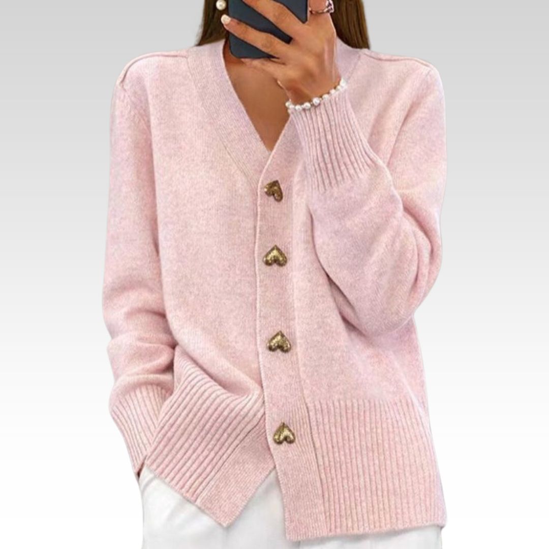 Amaya | Heart Button Sweater