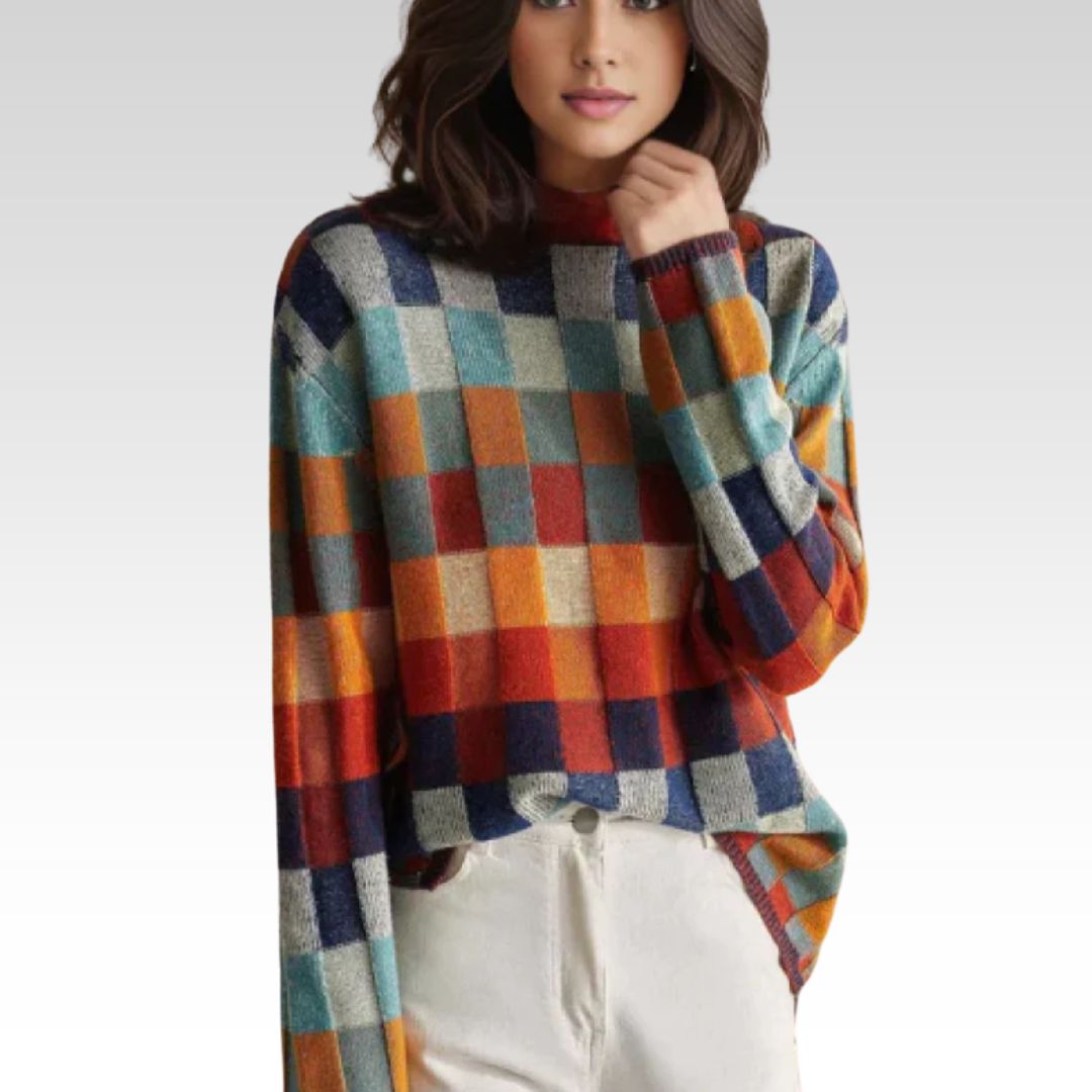 Celestia | Checkered Knit Sweater