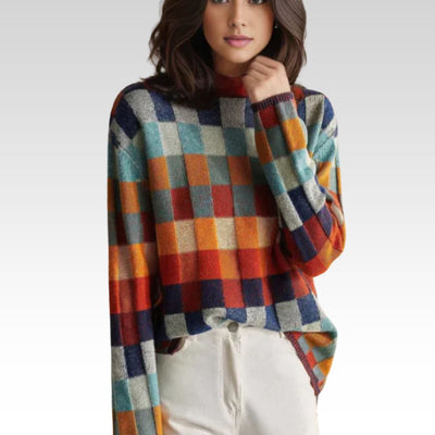 Celestia | Checkered Knit Sweater