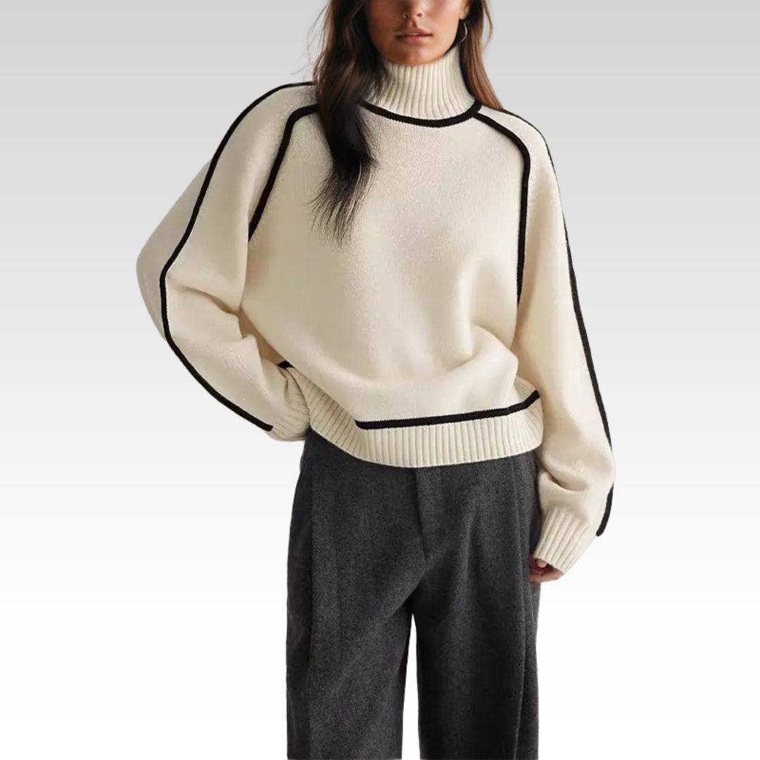 Dahlia | Contrast Trim Turtleneck Sweater