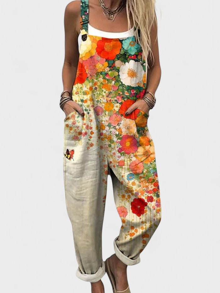 Sophia | Vibrant Floral and Butterfly Print Jumpsuit