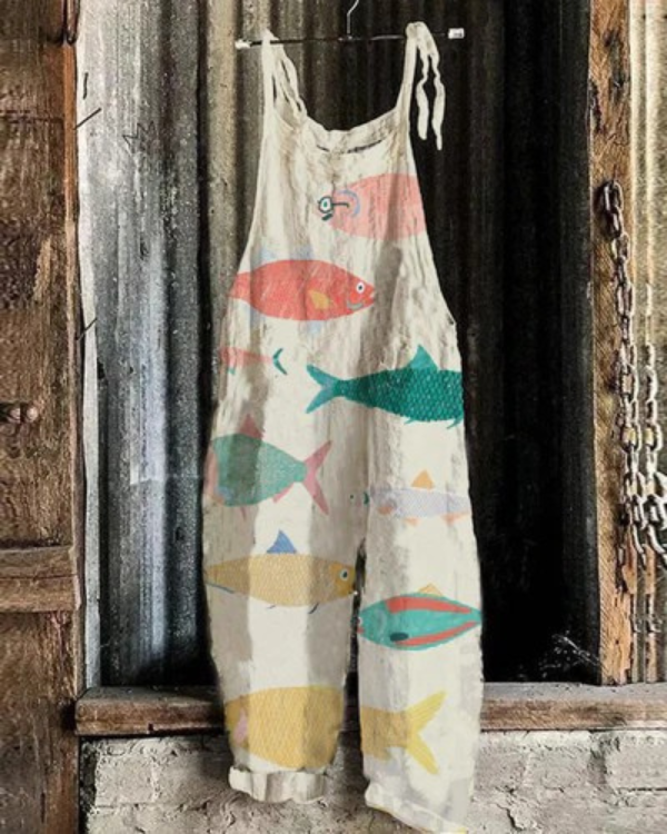 Anna | Colorful Fish Print Overalls