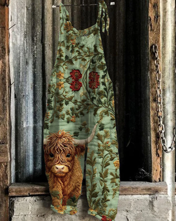 Liva | Highland Cow Print Overall