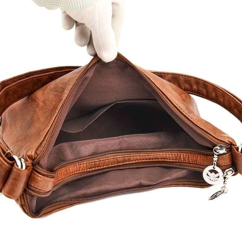 Francesca | Multi-Pocket Leather Shoulder Bag
