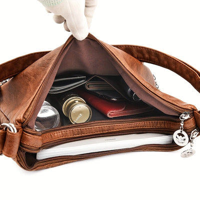 Francesca | Multi-Pocket Leather Shoulder Bag