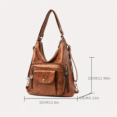 Francesca | Multi-Pocket Leather Shoulder Bag