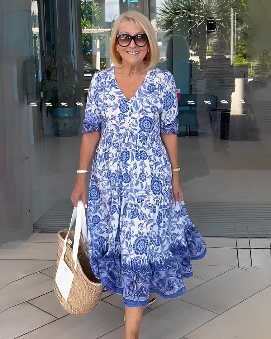 Keisha | Elegant Floral Dress with V-Neck