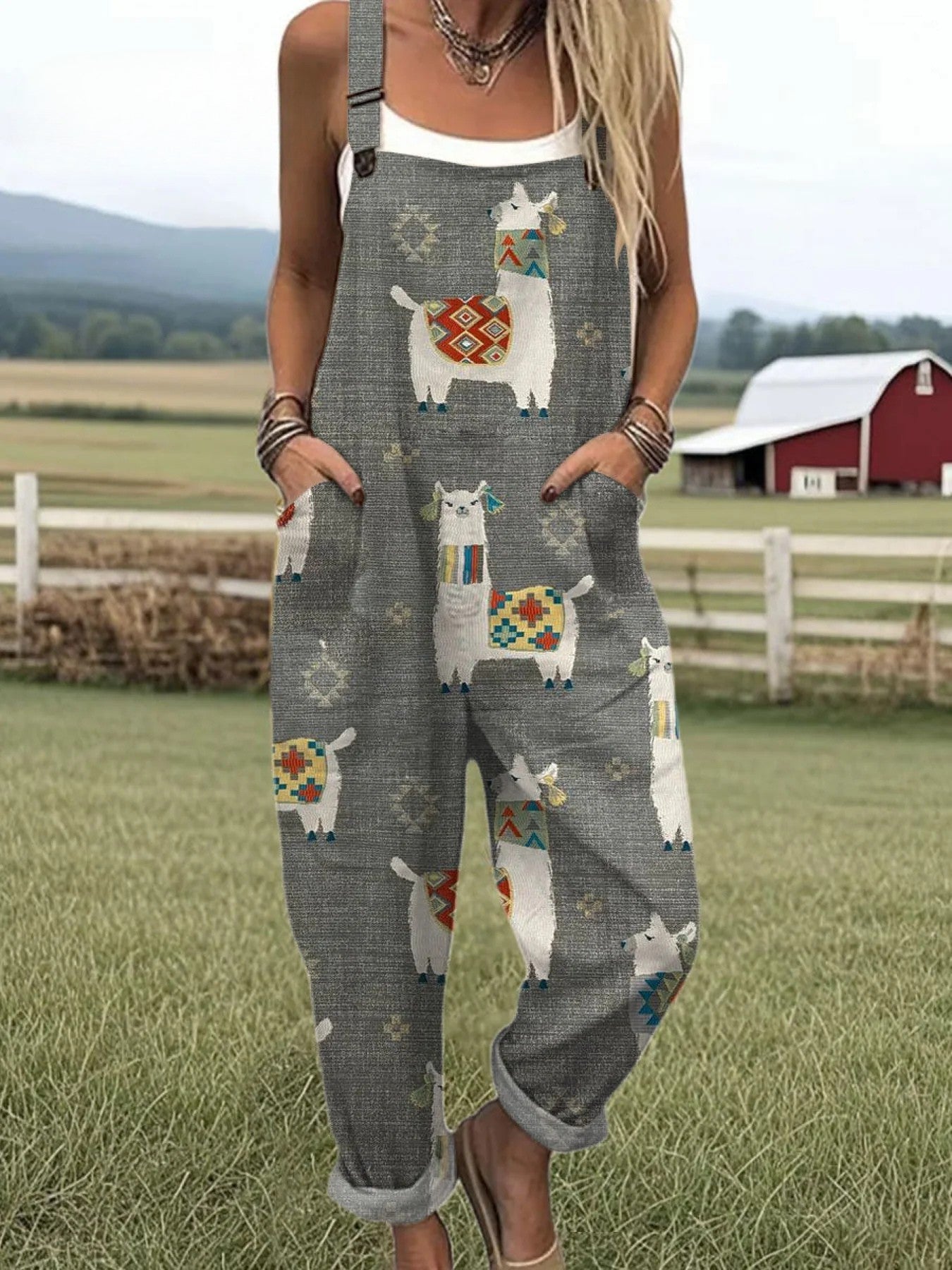 Llama | Boho Print Jumpsuit