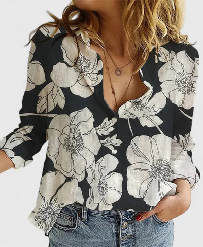 Fiora | Monochrome Floral Blouse