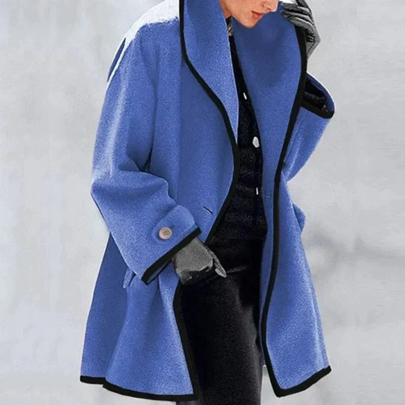 Selene | Contrast Trim Wool Coat
