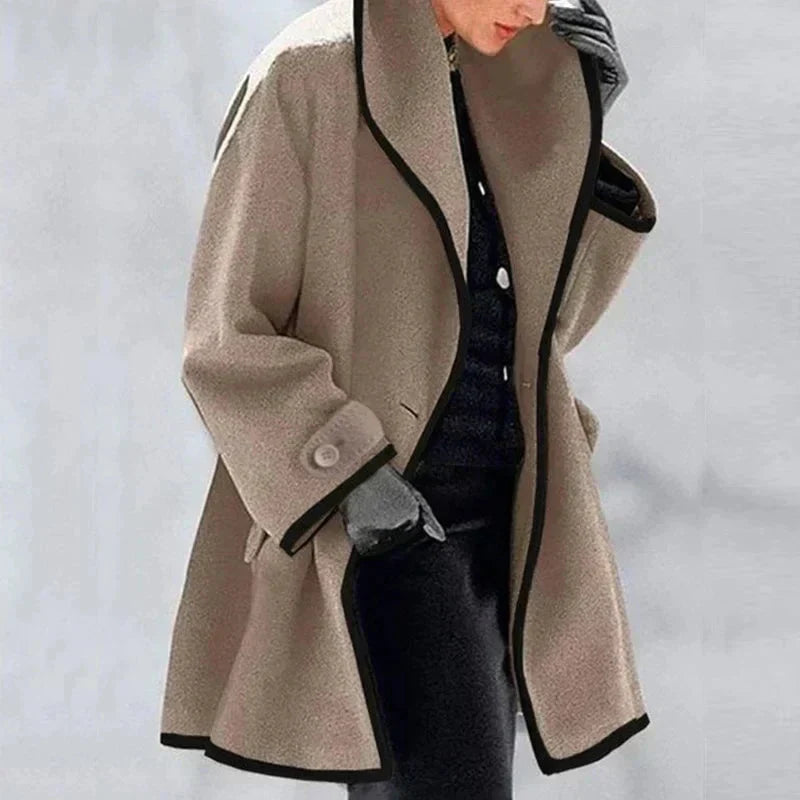 Selene | Contrast Trim Wool Coat