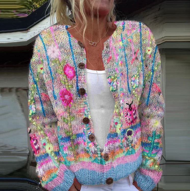 Miranda | Elegant Cardigan with Delicate Floral Print