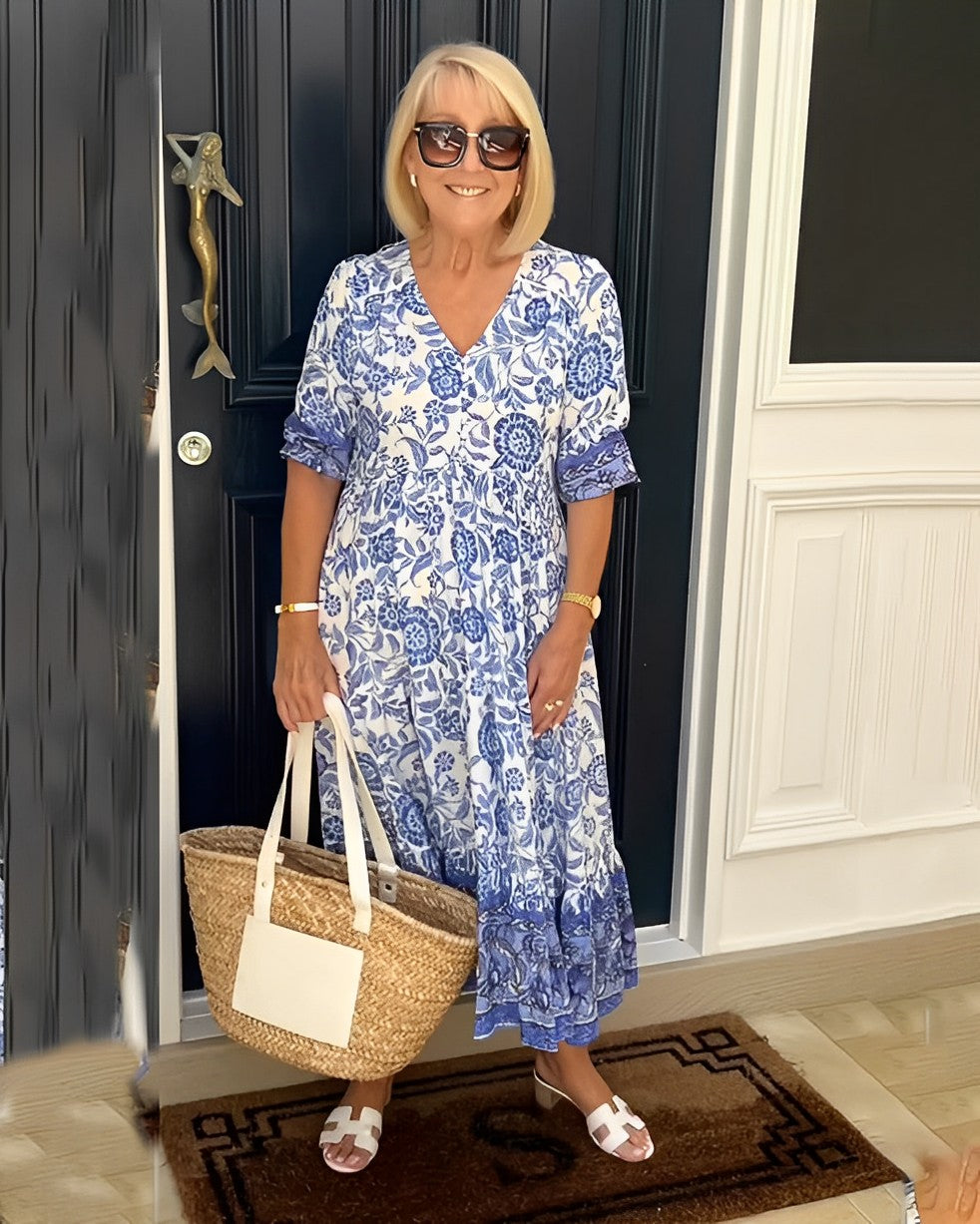 Keisha | Elegant Floral Dress with V-Neck