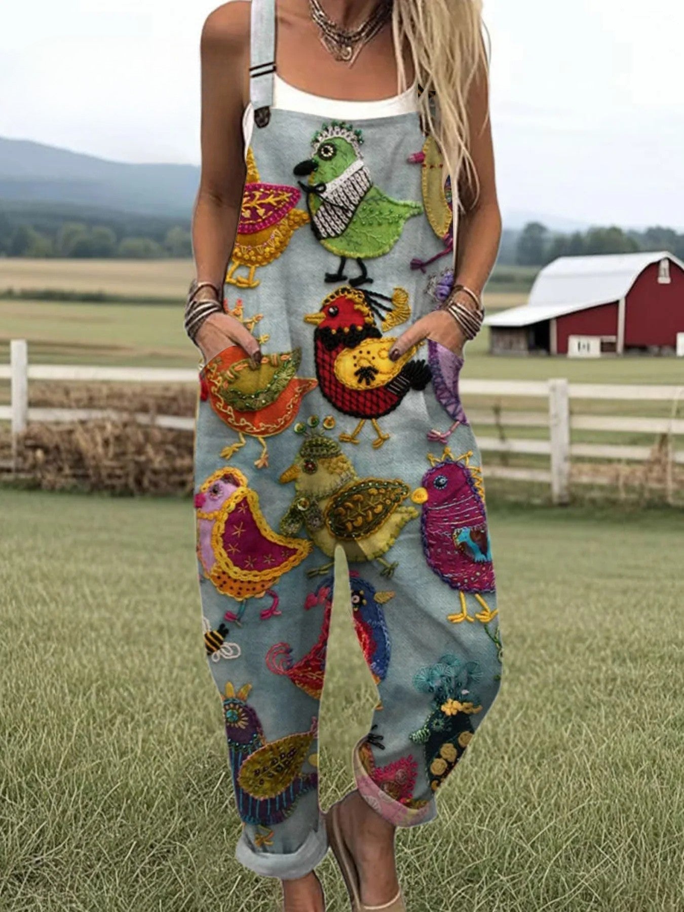 Wren | Colorful Bird Embroidery Jumpsuit