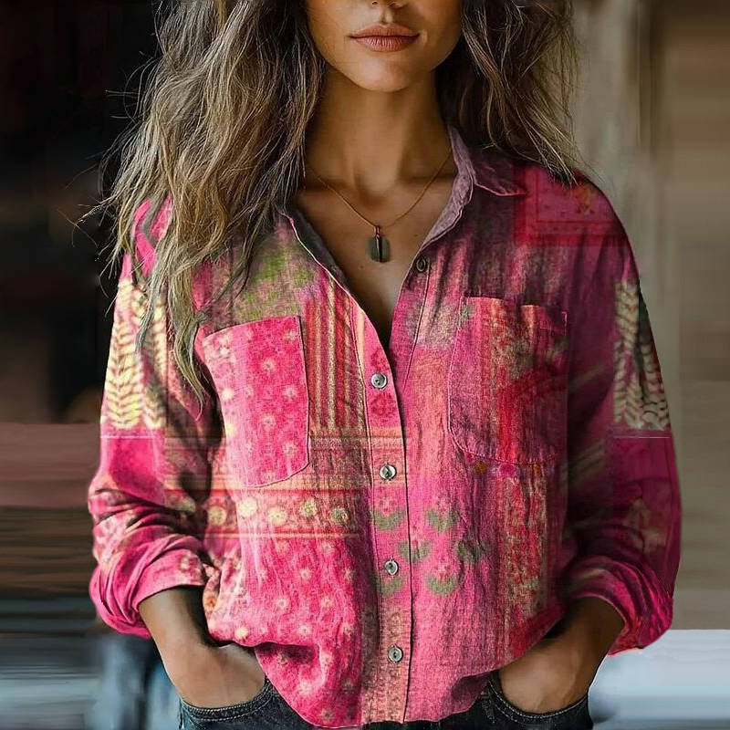 Freja | Patterned Red Blouse