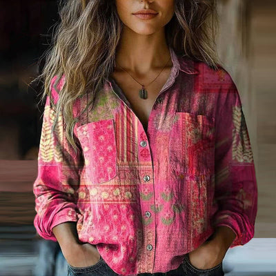 Freja | Patterned Red Blouse