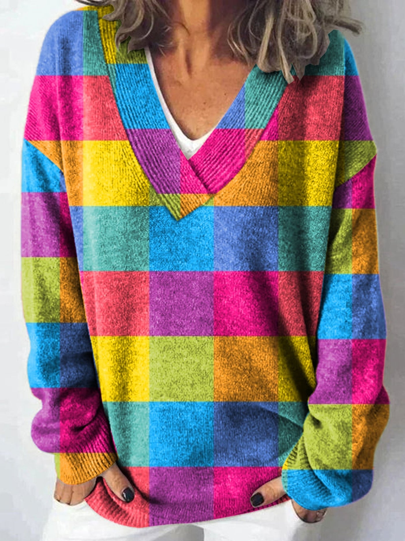 Gigi | Colorful Checkered Sweater