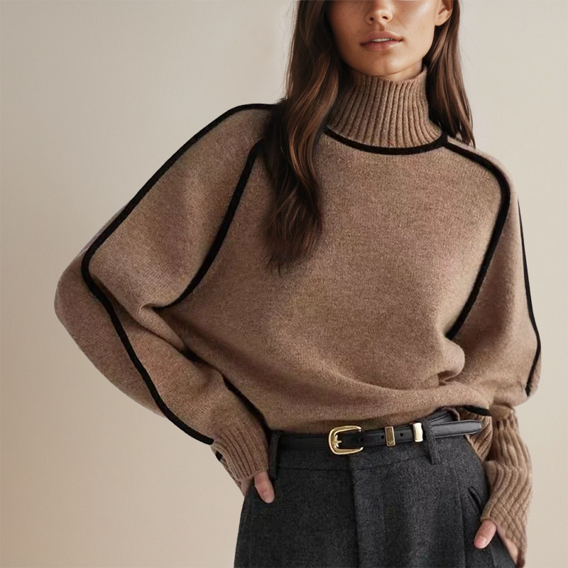 Dahlia | Contrast Trim Turtleneck Sweater