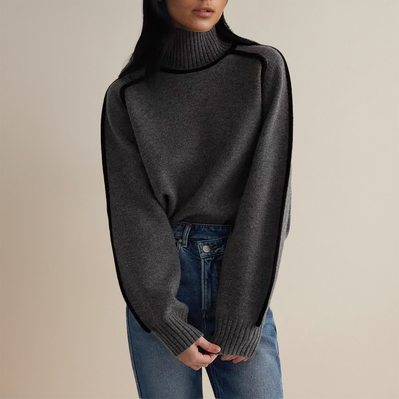 Dahlia | Contrast Trim Turtleneck Sweater