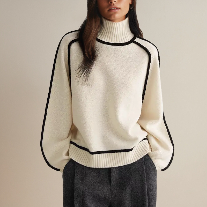 Dahlia | Contrast Trim Turtleneck Sweater