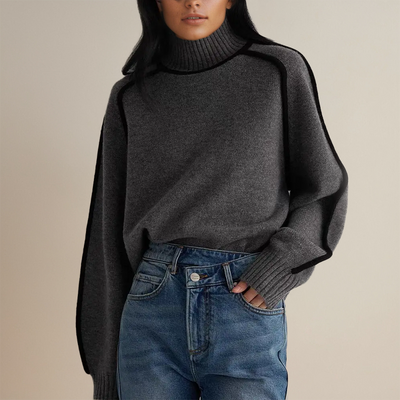 Dahlia | Contrast Trim Turtleneck Sweater