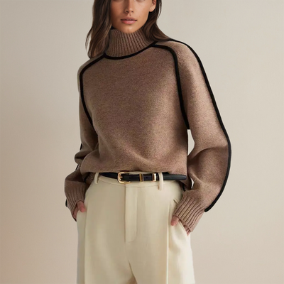 Dahlia | Contrast Trim Turtleneck Sweater