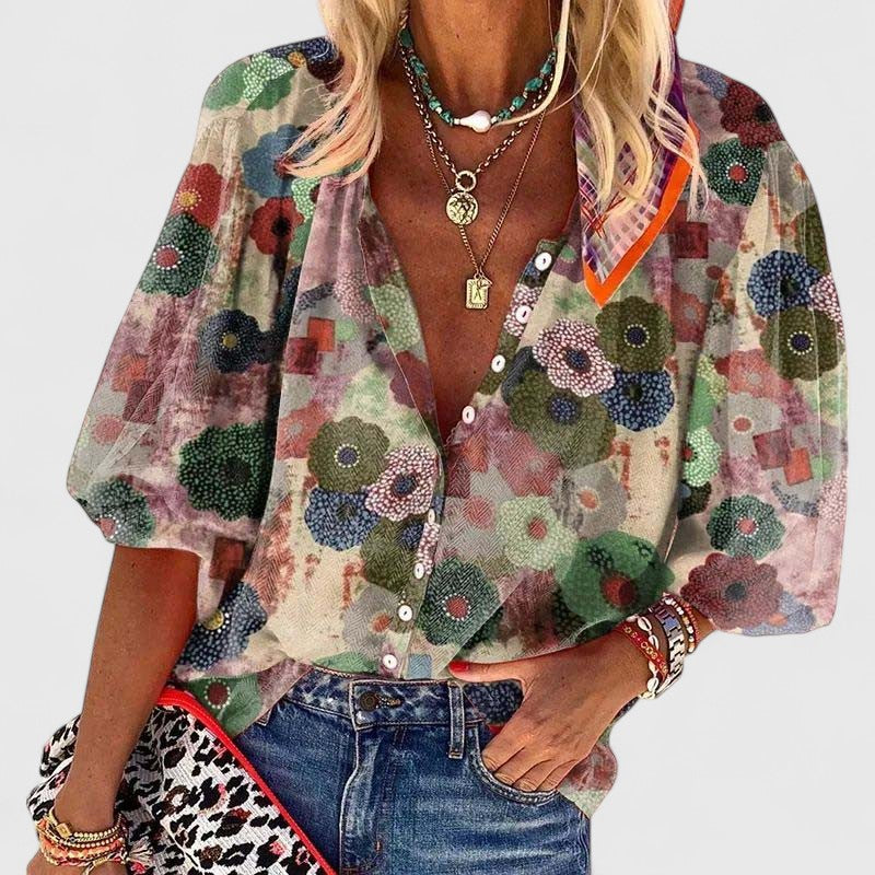 Falka | Artistic Floral Blouse
