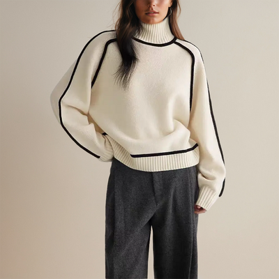 Dahlia | Contrast Trim Turtleneck Sweater