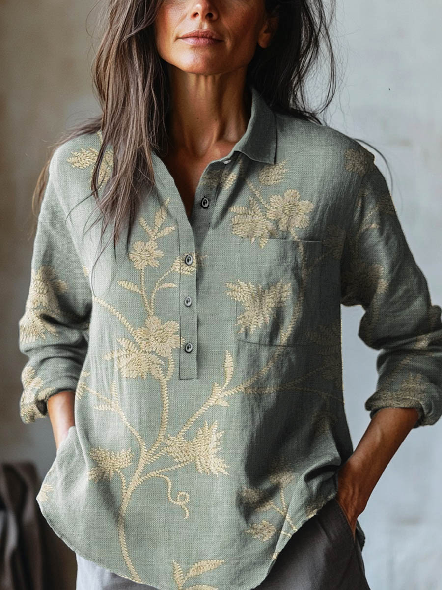 Alva | Embroidered Floral Shirt